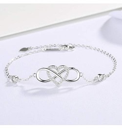 925 Sterling Silver Bracelet for Women and Teen Girls, Infinity and Heart Bracelets Plated With Rhodium,Waterproof,Dainty Gif...