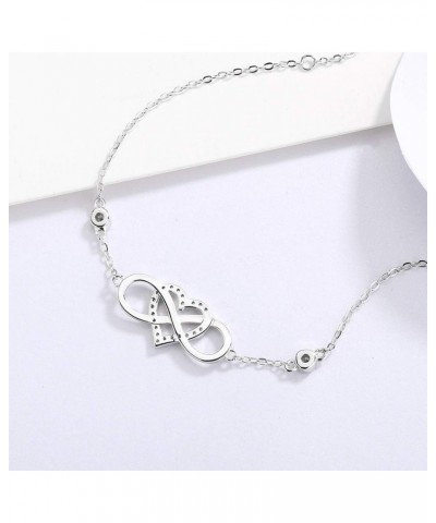 925 Sterling Silver Bracelet for Women and Teen Girls, Infinity and Heart Bracelets Plated With Rhodium,Waterproof,Dainty Gif...