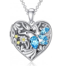 925 Sterling Silver Heart Locket Necklace That Holds Pictures Photo Locket Necklace F-Hummingbird Locket Only $28.59 Necklaces