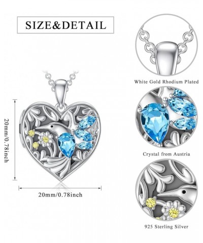 925 Sterling Silver Heart Locket Necklace That Holds Pictures Photo Locket Necklace F-Hummingbird Locket Only $28.59 Necklaces