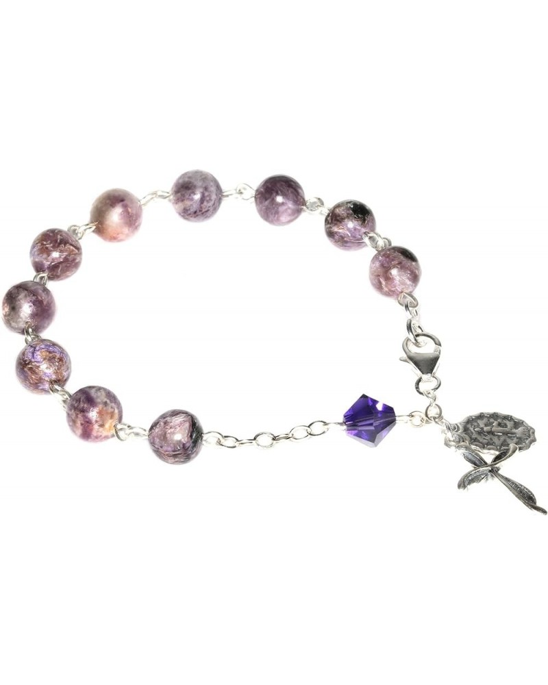 Rosary Bracelet Made with Gemstone, Austrian Crystal, Glass OR Sport Beads GEMSTONE - Charoite $38.87 Bracelets