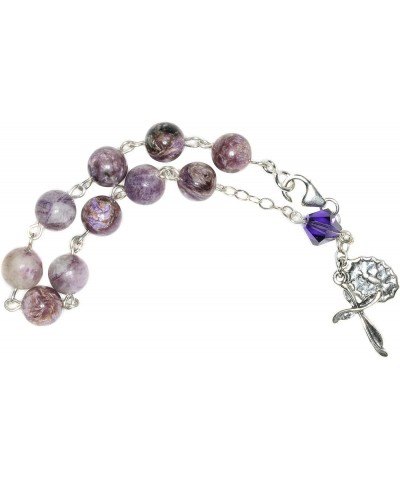 Rosary Bracelet Made with Gemstone, Austrian Crystal, Glass OR Sport Beads GEMSTONE - Charoite $38.87 Bracelets