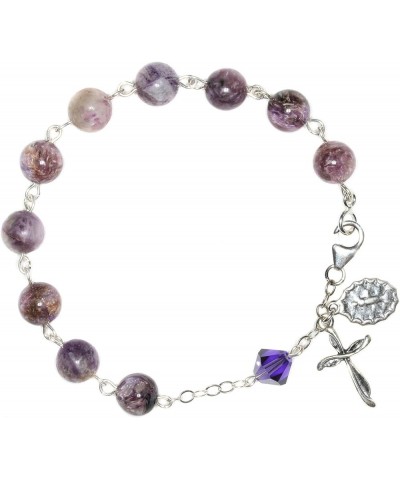 Rosary Bracelet Made with Gemstone, Austrian Crystal, Glass OR Sport Beads GEMSTONE - Charoite $38.87 Bracelets