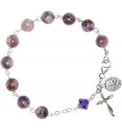 Rosary Bracelet Made with Gemstone, Austrian Crystal, Glass OR Sport Beads GEMSTONE - Charoite $38.87 Bracelets