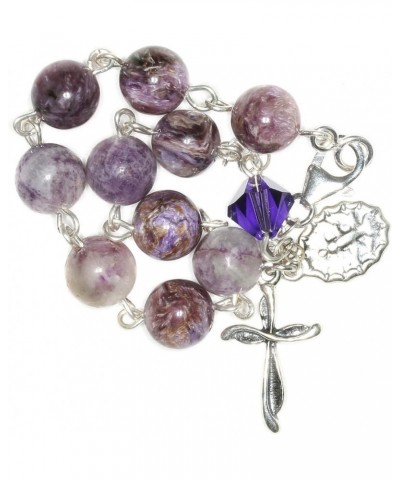 Rosary Bracelet Made with Gemstone, Austrian Crystal, Glass OR Sport Beads GEMSTONE - Charoite $38.87 Bracelets