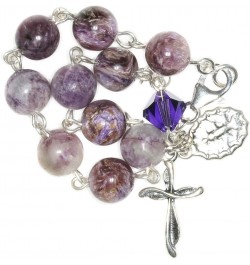 Rosary Bracelet Made with Gemstone, Austrian Crystal, Glass OR Sport Beads GEMSTONE - Charoite $38.87 Bracelets