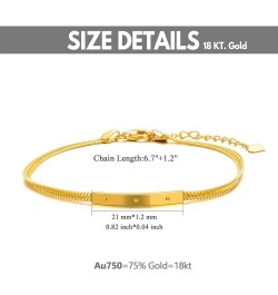 18K Real Gold Bracelets for Women, Delicate Gold Italian Link Chain bracelets Jewelry Anniversary Birthday Gifts for Mom, Wif...