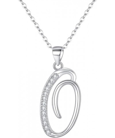 925 Sterling Silver CZ Cursive Initial 26 Letters Alphabet Adjustable Pendant Necklace Clear O $11.18 Necklaces