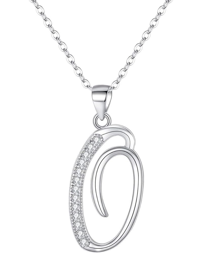 925 Sterling Silver CZ Cursive Initial 26 Letters Alphabet Adjustable Pendant Necklace Clear O $11.18 Necklaces