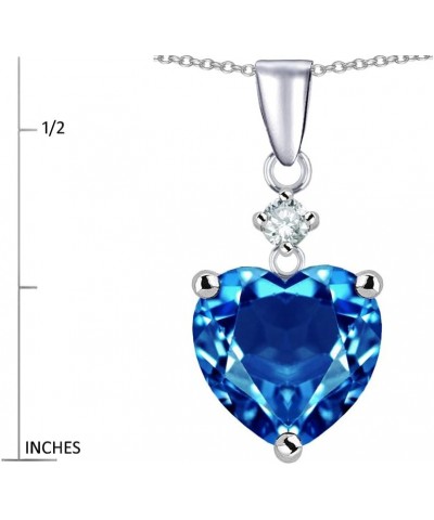 Sterling Silver Heart Shape 8mm Pendant Necklace Simulated Blue Topaz $24.20 Necklaces