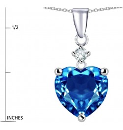 Sterling Silver Heart Shape 8mm Pendant Necklace Simulated Blue Topaz $24.20 Necklaces