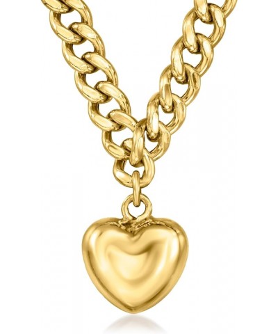 Italian 18kt Gold Over Sterling Puffed Heart Curb-Link Necklace 20.0 Inches $87.72 Necklaces