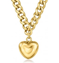 Italian 18kt Gold Over Sterling Puffed Heart Curb-Link Necklace 20.0 Inches $87.72 Necklaces