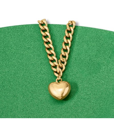 Italian 18kt Gold Over Sterling Puffed Heart Curb-Link Necklace 20.0 Inches $87.72 Necklaces