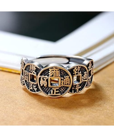 Unisex Attract Wealth Money And Good Luck Ring,Five Emperor Money Ring,Chinese Feng Shui Coins For Fortune And Success Ring,R...