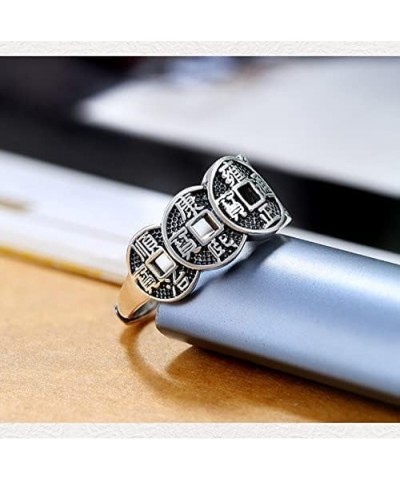 Unisex Attract Wealth Money And Good Luck Ring,Five Emperor Money Ring,Chinese Feng Shui Coins For Fortune And Success Ring,R...