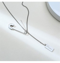 Safety Pin Necklace Personalized Name Y Lariat Pendant 925 Sterling Silver Paper Clip Pendant Pin Jewelry Birthday Gift for W...