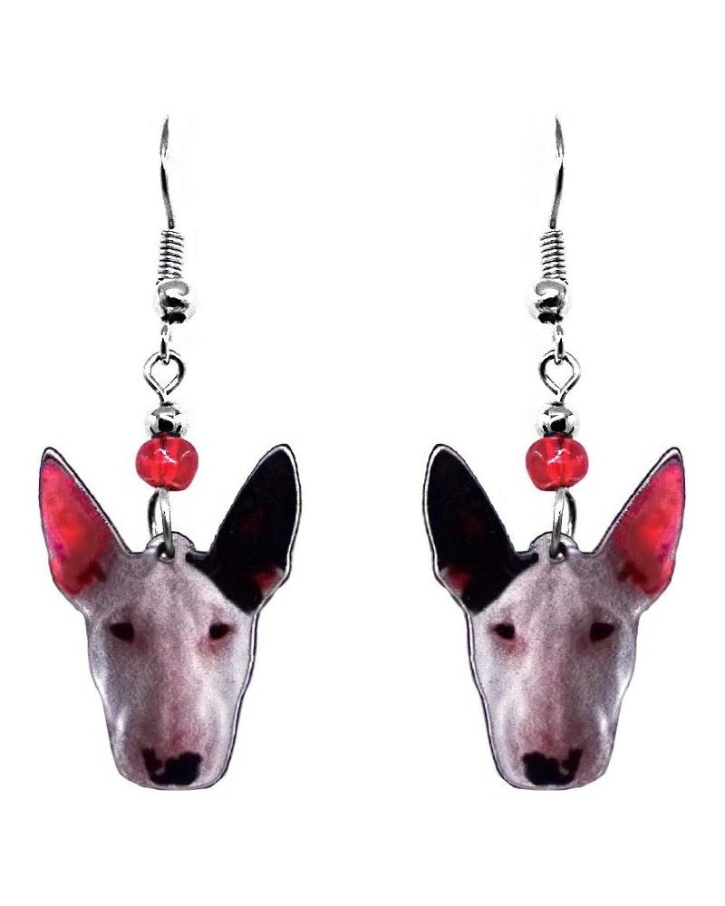 Dog Face Animal Graphic Dangle Earrings - Womens Fashion Handmade Jewelry Pet Lover Accessorie Bull-Terrier/White $11.19 Earr...