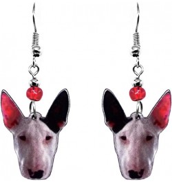 Dog Face Animal Graphic Dangle Earrings - Womens Fashion Handmade Jewelry Pet Lover Accessorie Bull-Terrier/White $11.19 Earr...