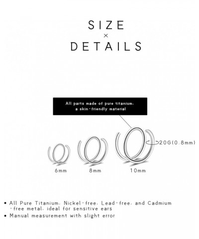 16G/18G/20G Implant Grade Titanium Nose Ring CZ Daith Jewelry Cartilage Earrings Hoops 6-12mm, ASTM F136 Titanium Helix Rook ...