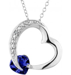 1.00 Carat (ctw) Lab-Created Blue Sapphire Heart Pendant Necklace in Sterling Silver with Chain $17.97 Necklaces