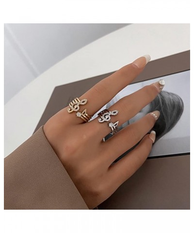 Musical Note Cubic Zirconia Open Rings Dainty Staff Treble Clef Statement 18K Gold Plated for Women Girls Boys Engagement Wed...