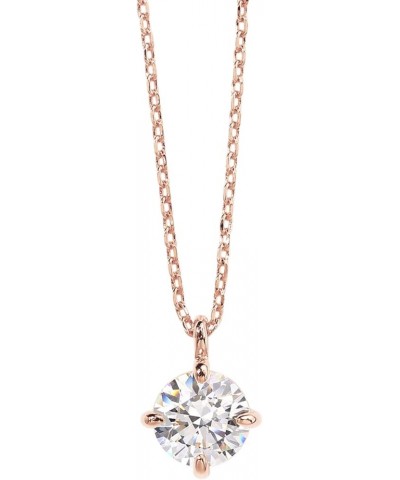 14K Gold Plated Cubic Zirconia Diamond Pendant Necklace for Women | Adjustable Slider Rose Gold Round 7.2mm $10.59 Necklaces