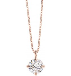 14K Gold Plated Cubic Zirconia Diamond Pendant Necklace for Women | Adjustable Slider Rose Gold Round 7.2mm $10.59 Necklaces