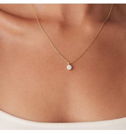 14K Gold Plated Cubic Zirconia Diamond Pendant Necklace for Women | Adjustable Slider Rose Gold Round 7.2mm $10.59 Necklaces