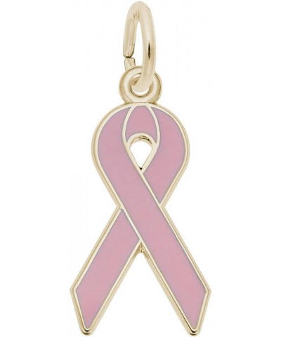 Rembrandt Pink Enamel Awareness Ribbon Charm 10K Yellow Gold $19.88 Bracelets