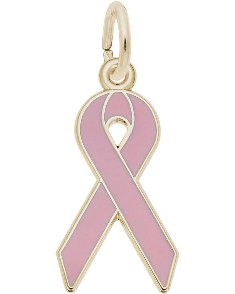 Rembrandt Pink Enamel Awareness Ribbon Charm 10K Yellow Gold $19.88 Bracelets