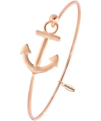 Women's Nautical Jewelry Sailor's Anchor Easy Open Hook Bracelet Bangle rose gold $9.67 Bracelets