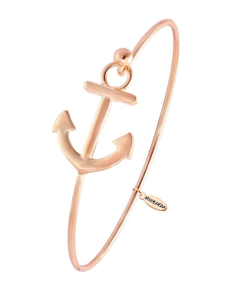 Women's Nautical Jewelry Sailor's Anchor Easy Open Hook Bracelet Bangle rose gold $9.67 Bracelets