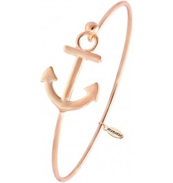 Women's Nautical Jewelry Sailor's Anchor Easy Open Hook Bracelet Bangle rose gold $9.67 Bracelets