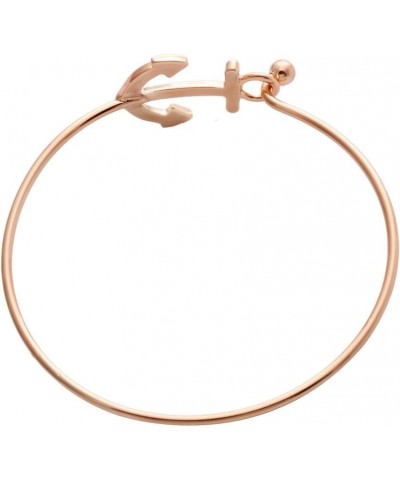 Women's Nautical Jewelry Sailor's Anchor Easy Open Hook Bracelet Bangle rose gold $9.67 Bracelets