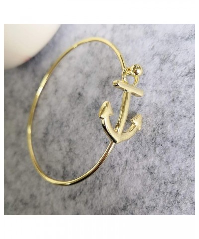 Women's Nautical Jewelry Sailor's Anchor Easy Open Hook Bracelet Bangle rose gold $9.67 Bracelets