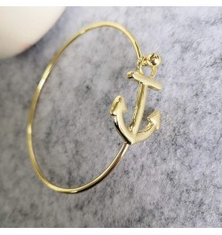 Women's Nautical Jewelry Sailor's Anchor Easy Open Hook Bracelet Bangle rose gold $9.67 Bracelets