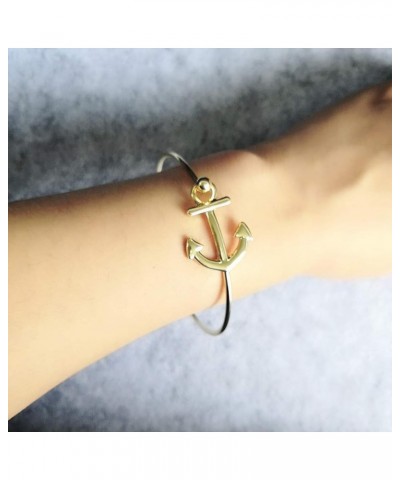 Women's Nautical Jewelry Sailor's Anchor Easy Open Hook Bracelet Bangle rose gold $9.67 Bracelets