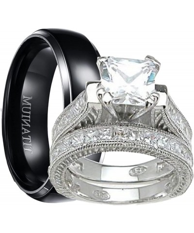 His and Hers Wedding Ring Set Matching Trio Wedding Bands for Him Her His 9 Her 11 $38.00 Sets