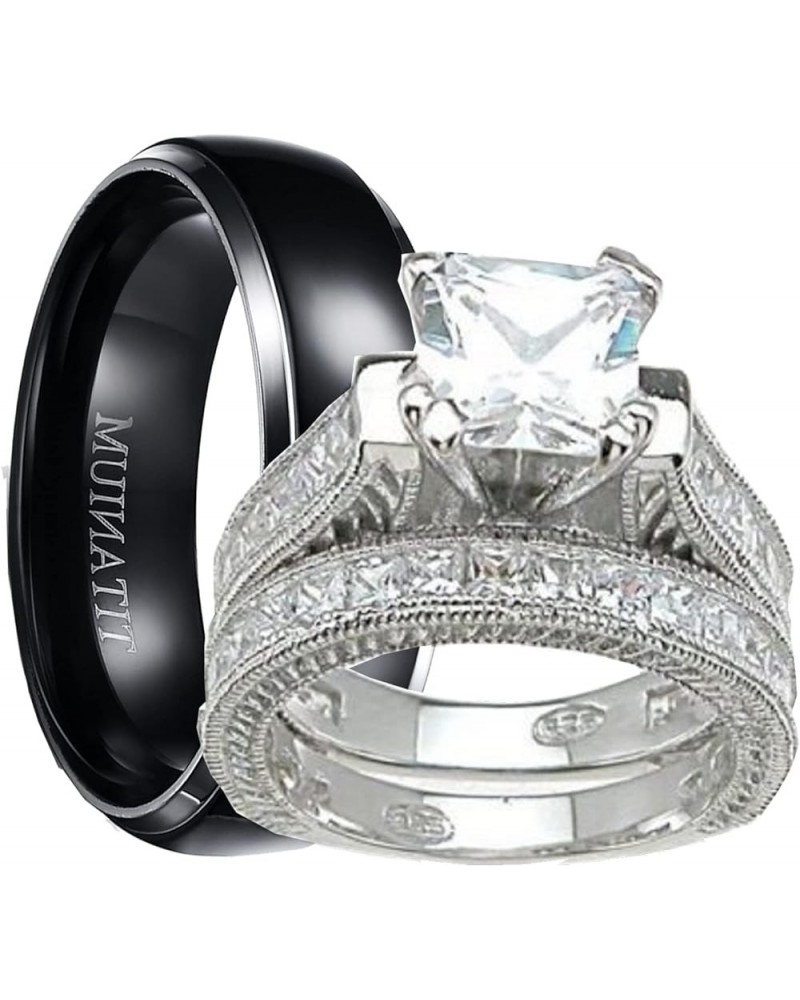 His and Hers Wedding Ring Set Matching Trio Wedding Bands for Him Her His 9 Her 11 $38.00 Sets