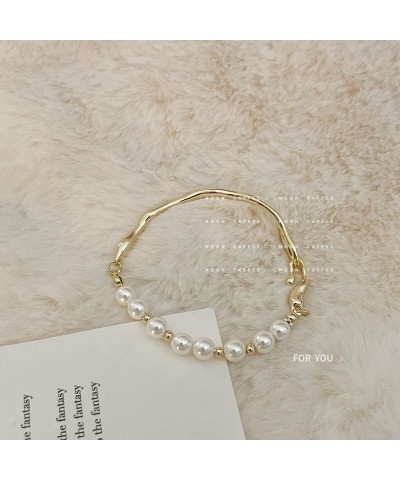 Pearl Bracelets for Women Pearl Beads for Bracelets Stretch Bracelets Wedding Bracelets for Brides Trendy Jewelry Gift Glod $...