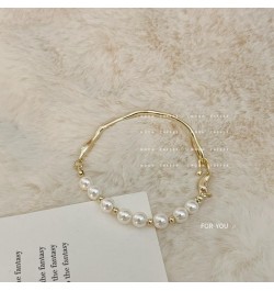 Pearl Bracelets for Women Pearl Beads for Bracelets Stretch Bracelets Wedding Bracelets for Brides Trendy Jewelry Gift Glod $...