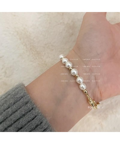 Pearl Bracelets for Women Pearl Beads for Bracelets Stretch Bracelets Wedding Bracelets for Brides Trendy Jewelry Gift Glod $...