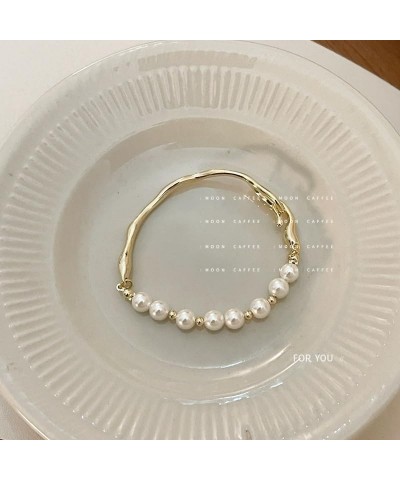 Pearl Bracelets for Women Pearl Beads for Bracelets Stretch Bracelets Wedding Bracelets for Brides Trendy Jewelry Gift Glod $...