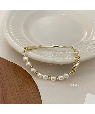 Pearl Bracelets for Women Pearl Beads for Bracelets Stretch Bracelets Wedding Bracelets for Brides Trendy Jewelry Gift Glod $...