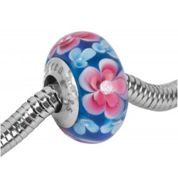 Paw Prints Charm for European Charm Bracelets Lampwork Glass Stainless Steel Pink Plumeria $10.19 Bracelets