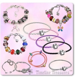 Paw Prints Charm for European Charm Bracelets Lampwork Glass Stainless Steel Pink Plumeria $10.19 Bracelets