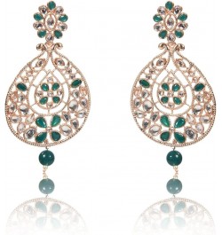 Rose Gold Plated Pearl Beaded Jhumka Earrings for Women and Girls (Pink) Dark Green $13.10 Earrings