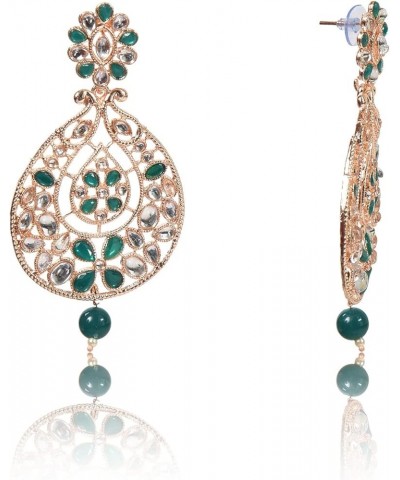 Rose Gold Plated Pearl Beaded Jhumka Earrings for Women and Girls (Pink) Dark Green $13.10 Earrings