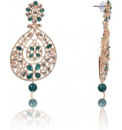 Rose Gold Plated Pearl Beaded Jhumka Earrings for Women and Girls (Pink) Dark Green $13.10 Earrings